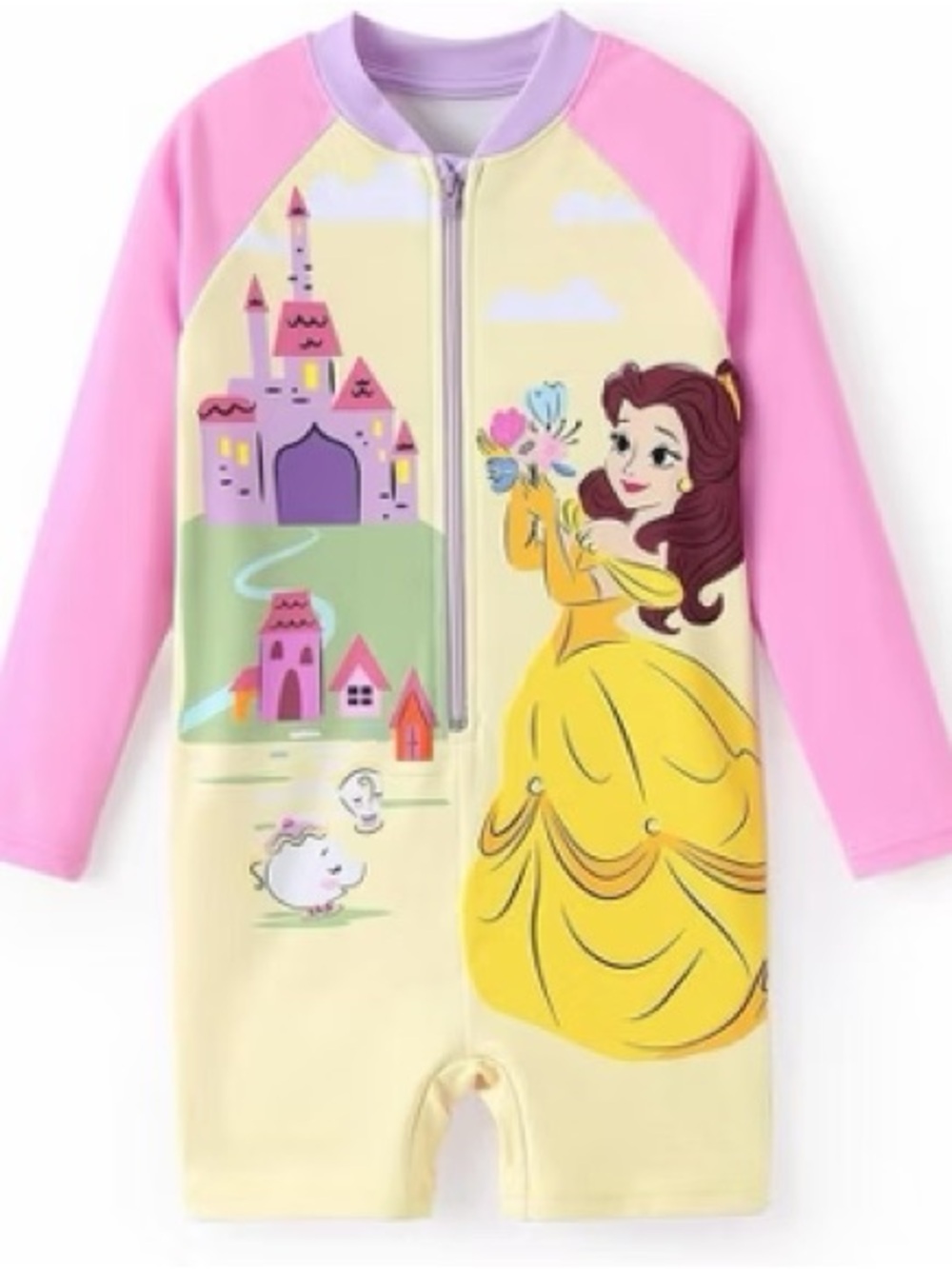 NWT Disney PatPat 12-18M Pink Yellow Belle Princess Swimsuit